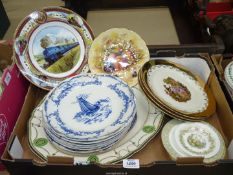 A quantity of dinner and display plates including; eight 'Delph' dinner plates,