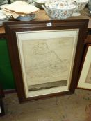 An 1805, Map of Brecknockshire by Theophilus Jones, 17 1/2" x 22 1/4" excl. mount and frame.