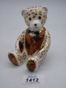 A Royal Crown Derby Teddy bear 5" tall, paperweight with gold stopper.