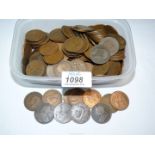 A tub of old Pennies; 1866-1967.