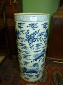 A 19th century large Chinese porcelain blue and white floor vase decorated with lion dogs,