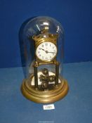 A glass domed anniversary Clock, 11 1/2" tall.