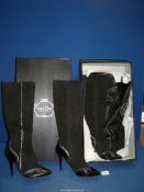 Two pairs of Lucy Choi 'Alexandra' black suede boots, both size Euro 39 new and boxed. N.B.