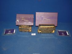 Two boxed Corgi Queen Elizabeth II Golden Jubilee gold plated special edition Vehicles - Tram and