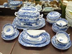 A quantity of Spode Italian dinner ware to include; meat plates, serving dishes, soup tureen,