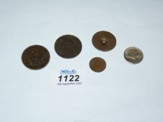 Miscellaneous coins including 1884 Centavos coin from Republic of Argentina,