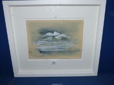 A modern framed Watercolour on paper titled Sea Town, signed lower right Dorothy Kirkbride 1988,