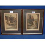 A pair of 19th Century framed and glazed coloured drawings on paper;
