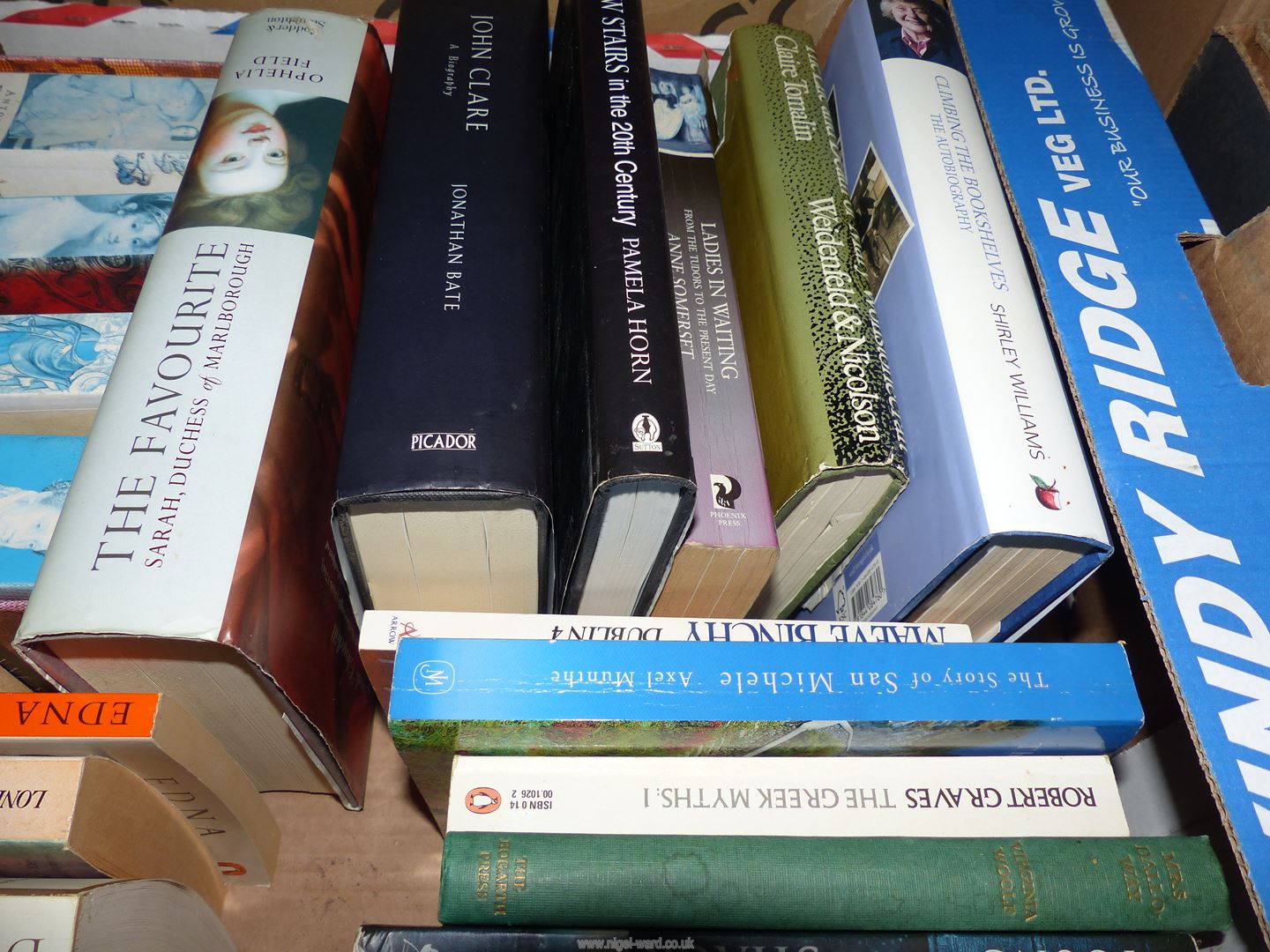 A box of books to include; Marion Meade, Dessert Queen by Janet Wallach, John Clare Biography, etc. - Image 3 of 3