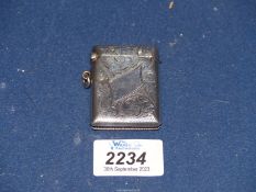 A Silver vesta case, maker J & R.G. (Joseph & Richard Griffin), Chester 1920, 29.9g.