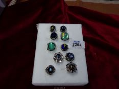 Ten Dichroic glass 925 rings (new).