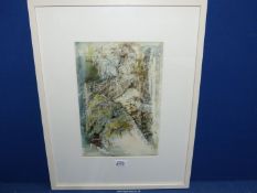 A framed and mounted Watercolour on paper depicting a forest landscape,