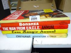 Five Annuals to include; Cheyenne Adventures Stories, Lone Ranger, The Man from Uncle and Bonanza.