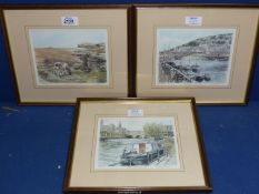 Three framed and mounted limited edition Prints by Glyn Martin titled "Bath, Pulteney Weir" no.