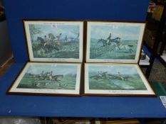 Four framed Alken hunting Prints from the Fores's hunting sketches.