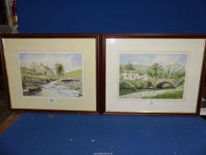 A pair of limited edition John Rudkin Prints titled Hubberholme, Yorkshire Dales, no.