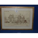 A Pen & Ink depiction of Arts & Crafts style house 'Stanningfield Suffolk', architect W.A.