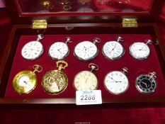 A box of ten pocket watches.
