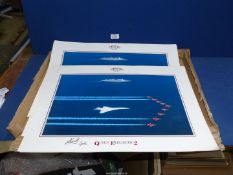 Thirty unframed limited edition Prints of QE II and Concorde with red arrows, signed by Capt.