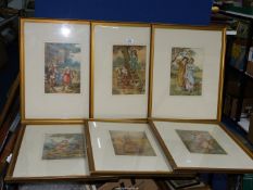 Six mid 19th Century pastoral scenes by the same artist to include;