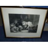 A large framed Landseer Print entitled "Larder Invaded", 35" x 28 1/2".