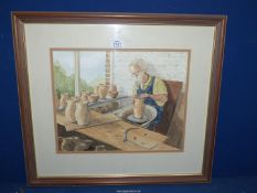 A framed and mounted Watercolour titled 'Grandpa's Hobbies' by Jean Steventon.