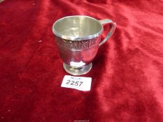 A small silver Christening Cup with Hunting scene around the rim. Birmingham possibly 1918.