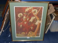 A framed and mounted Batik picture titled verso Dawn Blossom Ltd.