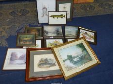 A quantity of fishing related Prints to include "Overhead Cost" by Fitz,
