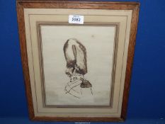 A 19th century Pen & Ink of Grenadier Guard head and shoulders.