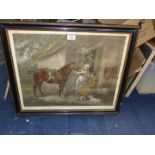 A George Morland engraving 'The Country Butcher' in original Hogarth frame.