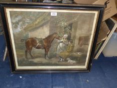 A George Morland engraving 'The Country Butcher' in original Hogarth frame.
