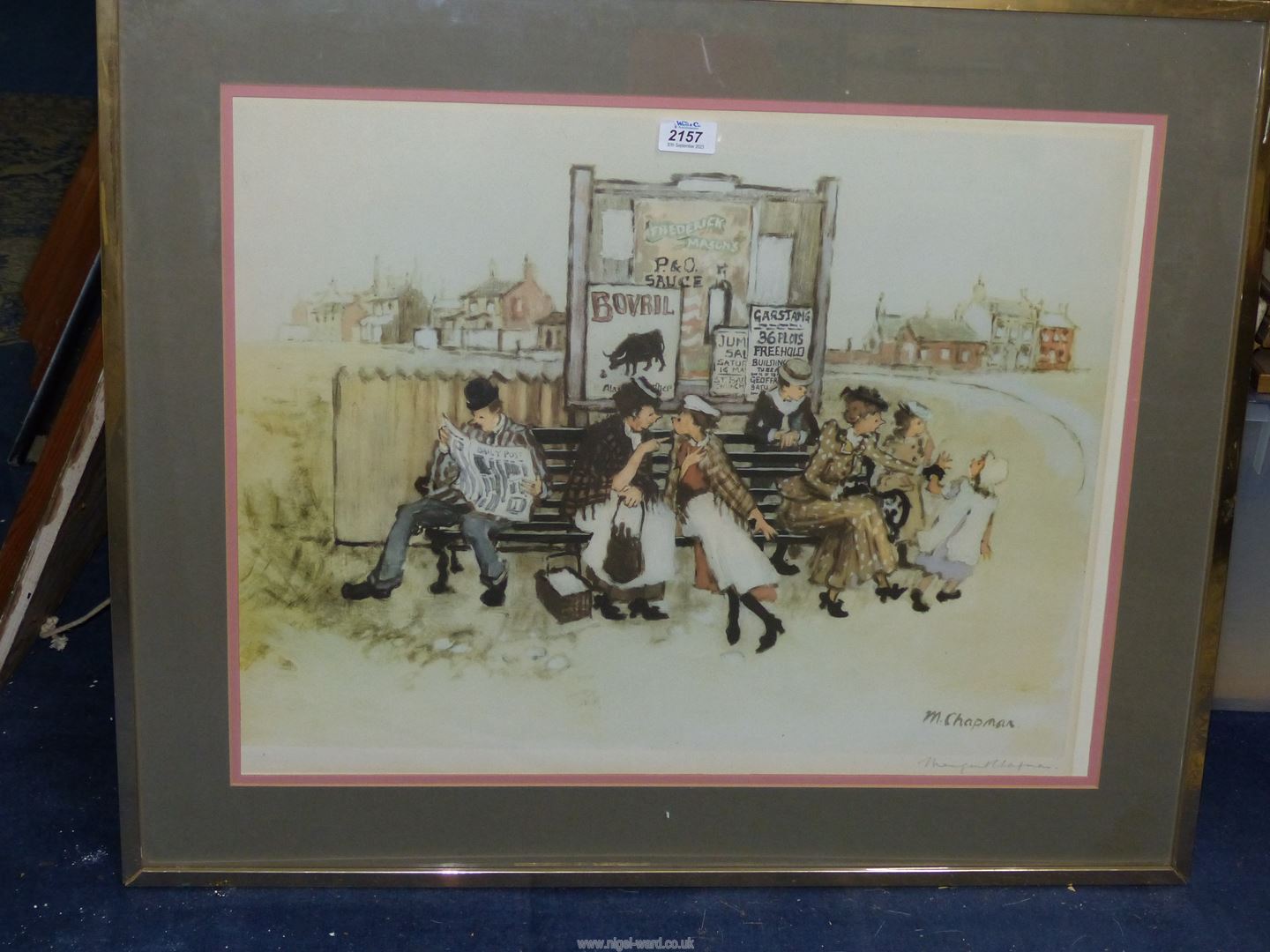 *A framed and mounted M. Chapman (Margaret) Print titled "Garstang Folk", 31 1/4" x 26". - Image 2 of 2