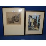 A James Priddey (1916-1980) colour etching of Quay Hill,