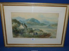 An 1800's Watercolour of North Wales Cottage scene by Wm Ellis, ''Feyla-Fach, N. Wales''.