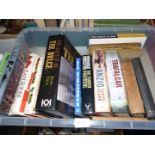 A tub of books to include; Ian Deighton Fighter Margaret Drabble, Fredrick Forsyth Protocol,