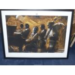 A Print, 'Blues on Gold' by Charlie Mackesy, 33" x 25" incl. frame.