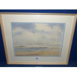 A framed Geoffrey Whiting Watercolour of an estuary scene, 19 1/2" x 15 1/2".