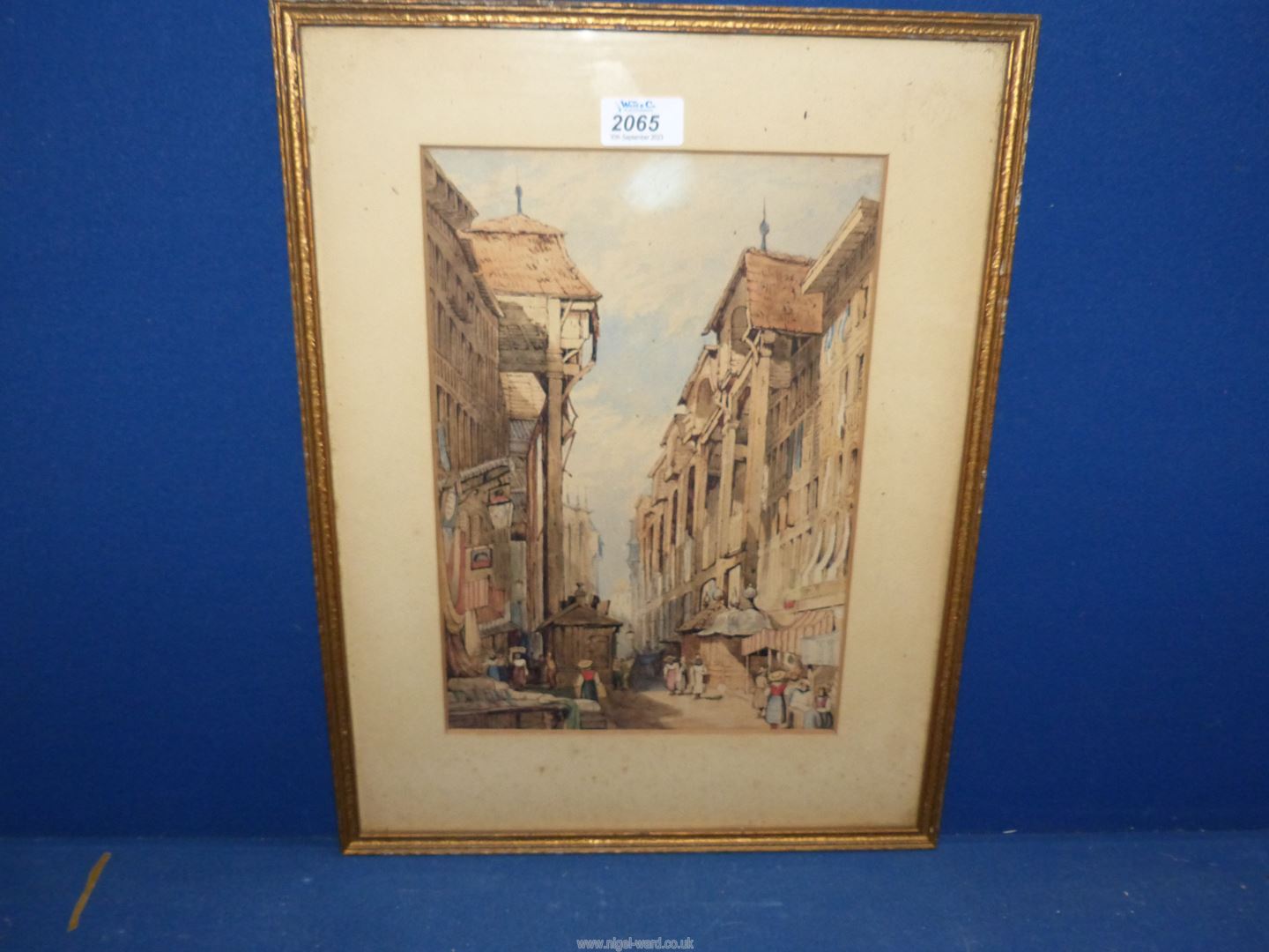 A 19th Century Watercolour of a Continental street/market scene.