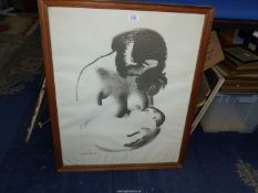 A wooden framed Print by Sikker-Hansen depicting Mother and child.