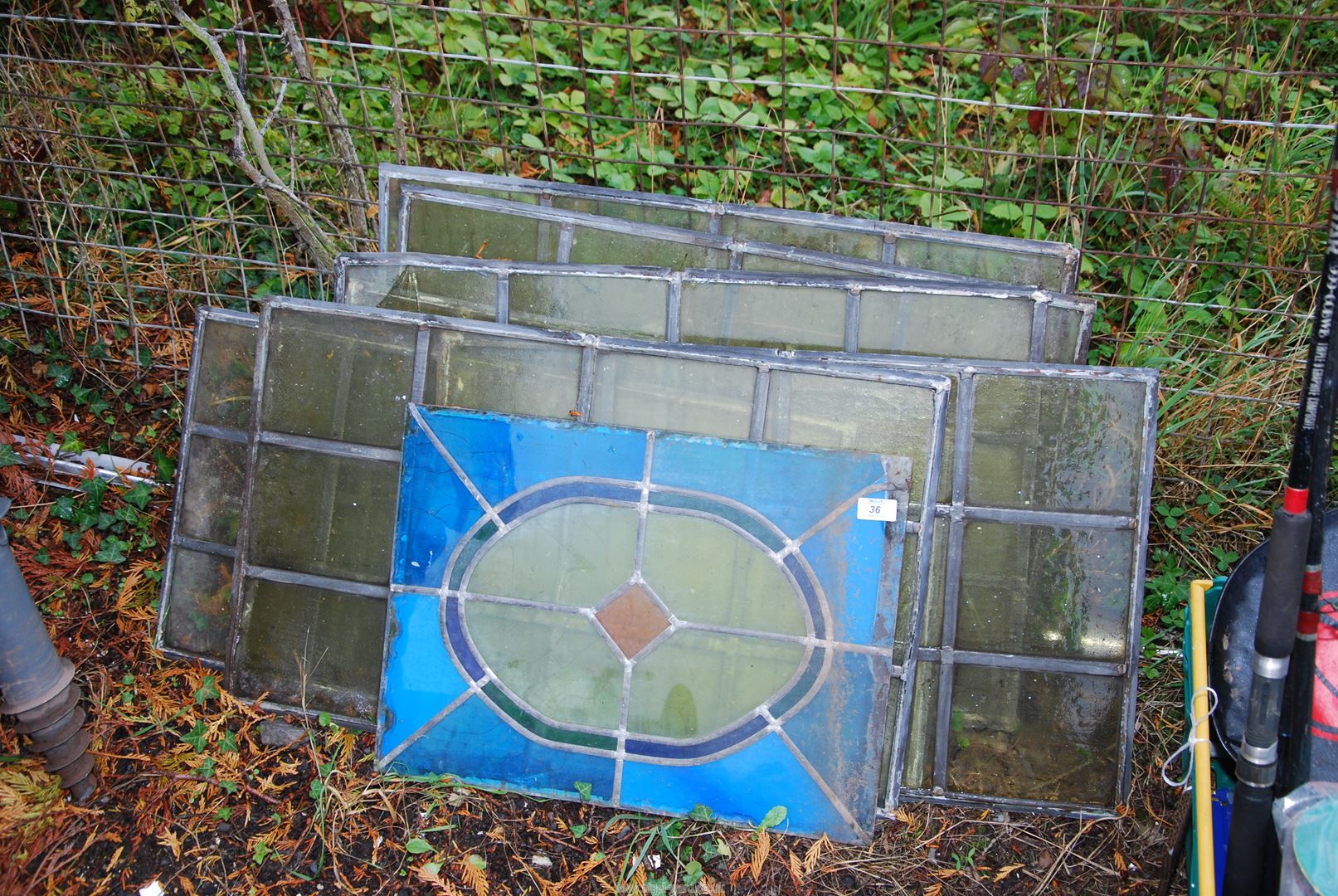 A quantity of leaded glass - 11 pieces.