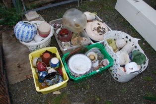 Six containers of mixed china.