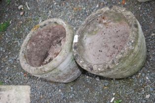 Two round concrete planters - 14" x 14"