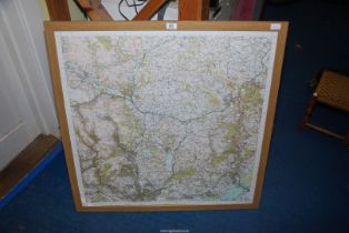 A framed O.S. sheet map of Monmouthshire, 3' square.