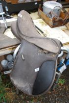 A Wintec saddle no stirrups.