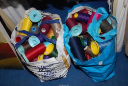 Two bags of various colour cottons.