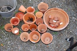 A quantity of clay pots and saucers.