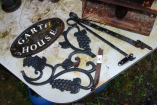 A house sign, window latches etc.