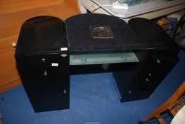 'D.I.R.' black Office desk with side drawers - 44" high x 18" depth x 30" high.