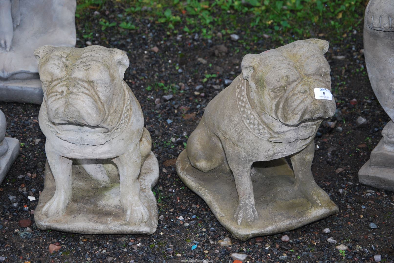 Pair of concrete Bulldogs - 17½" high.